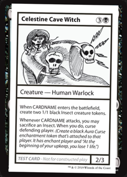 ■エンブレムあり■《Celestine Cave Witch》[Mystery Booster Playtest Cards] 黒R